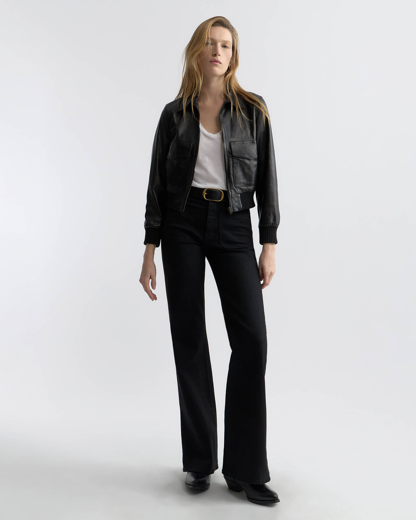 FLORENCE JEAN | Women's High Rise Black Stretch Flare Jean | Nili