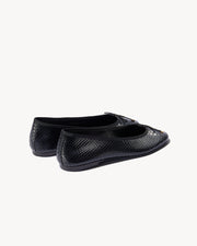 LEATHER BALLET FLAT IN BLACK