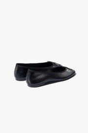LEATHER BALLET FLAT IN BLACK