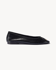 LEATHER BALLET FLAT IN BLACK