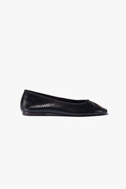 LEATHER BALLET FLAT IN BLACK