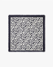 HEART SILK TWILL SCARF IN BLACK/STONE HEART PRINT