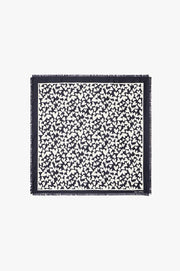 HEART SILK TWILL SCARF IN BLACK/STONE HEART PRINT