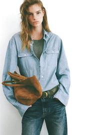 DAVINA DENIM SHIRT IN INDIGO CHAMBRAY WASH