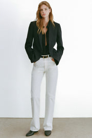 ANABEL WOOL BLAZER IN DARK NAVY PINSTRIPE