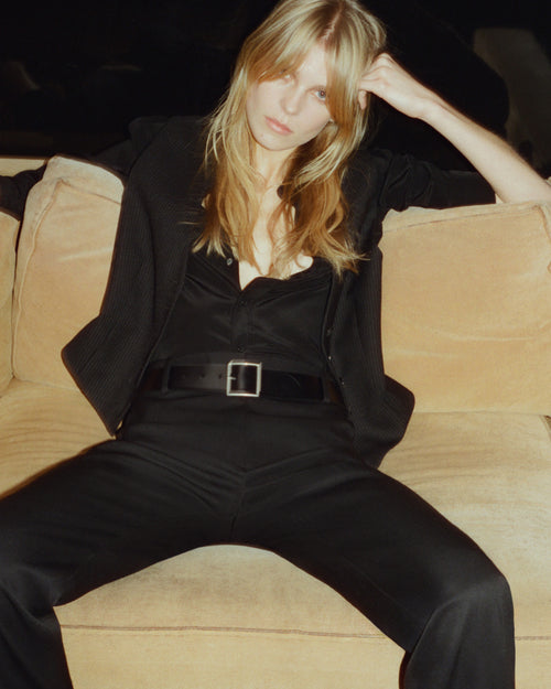 MARCELA BELT IN BLACK W/ANTIQUE BRASS BUCKLE