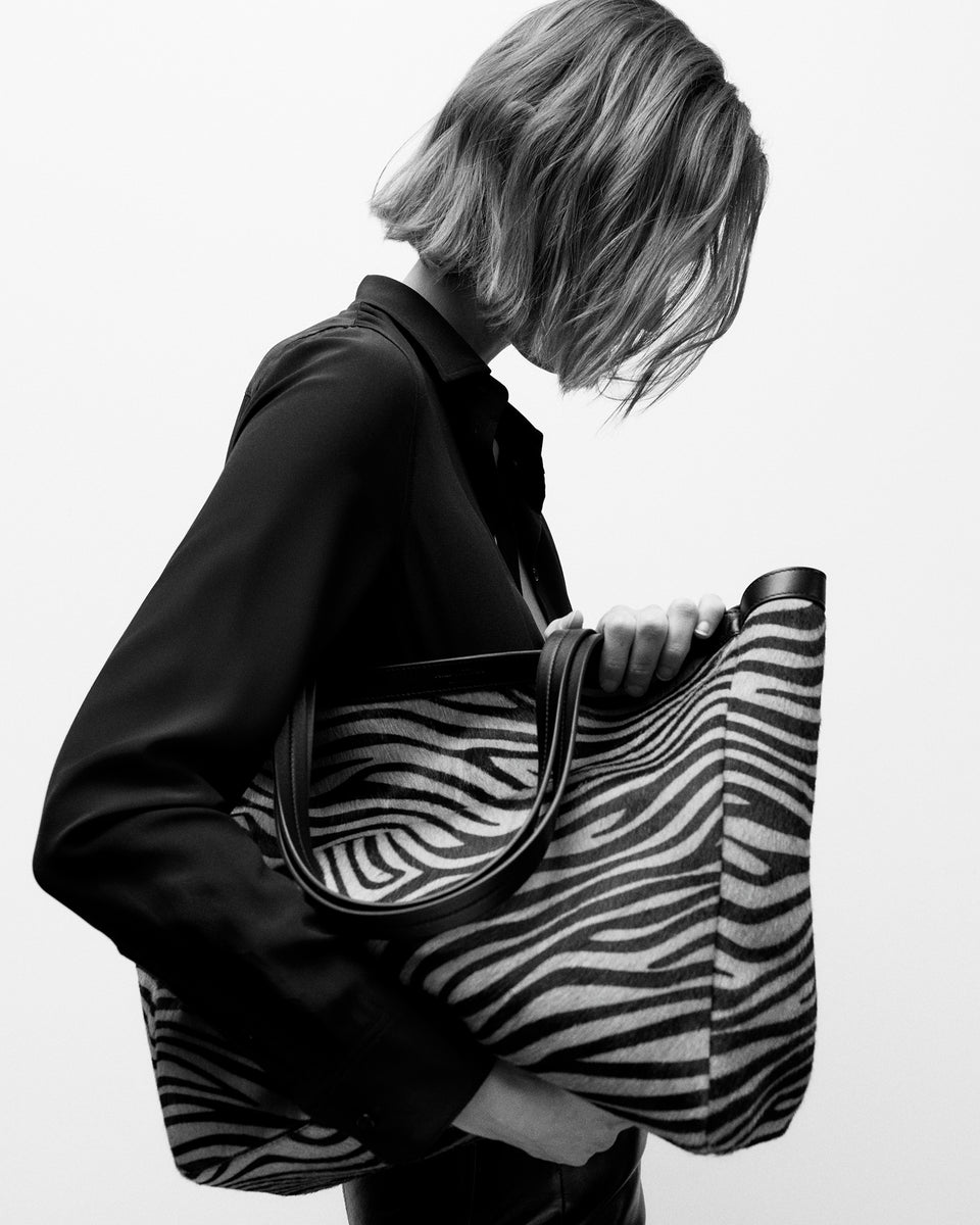 MEDIUM LOREN BAG IN KHAKI/BLACK ZEBRA