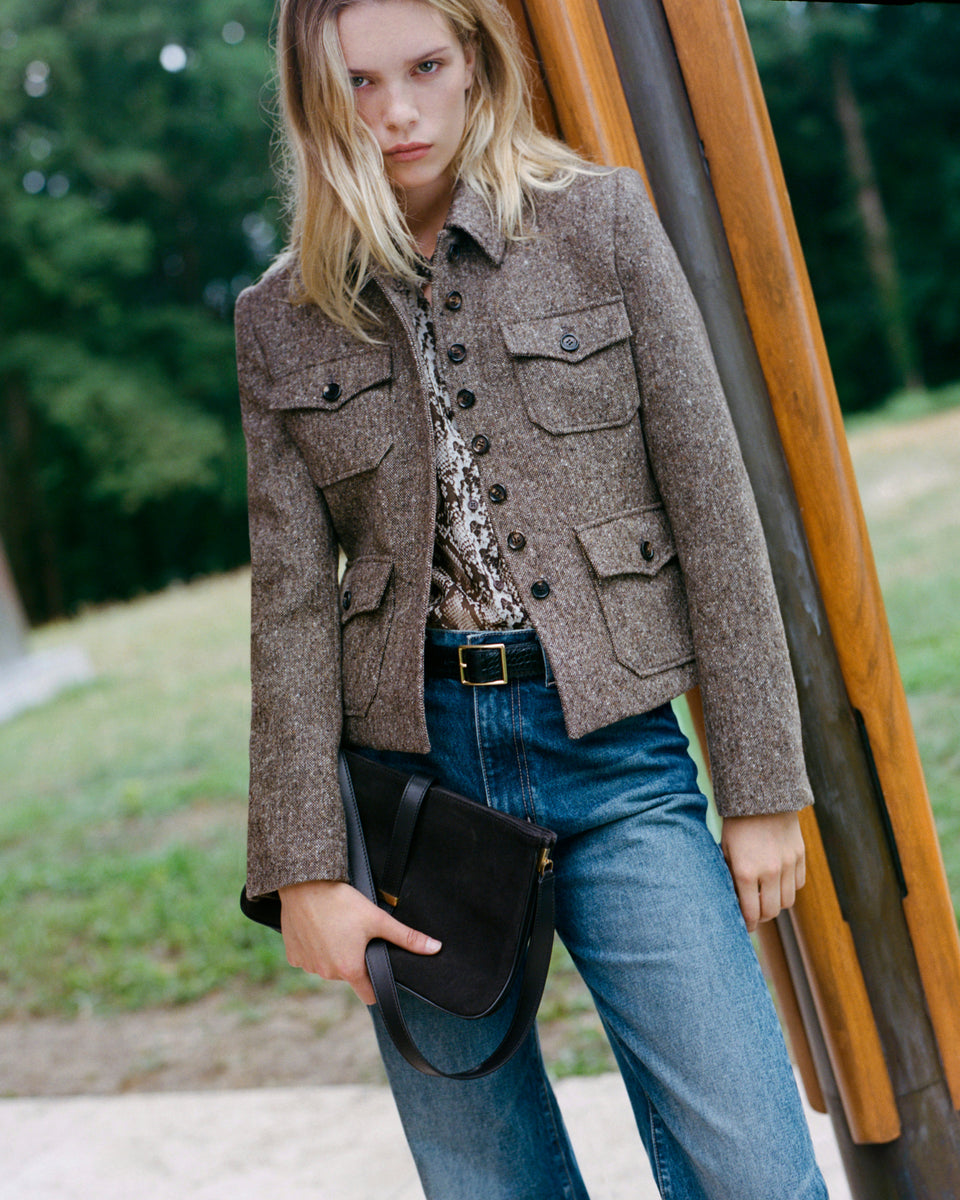 GAIA SILK SHIRT IN STONE/BROWN SNAKE PRINT