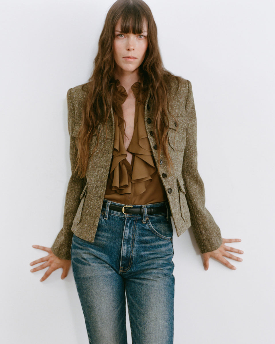 LILY SILK BLOUSE IN COGNAC