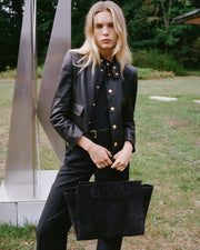 HADLEY LEATHER CROPPED JACKET IN BLACK