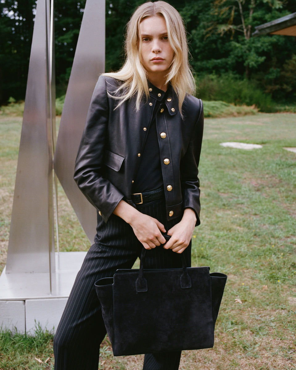 HADLEY LEATHER CROPPED JACKET IN BLACK