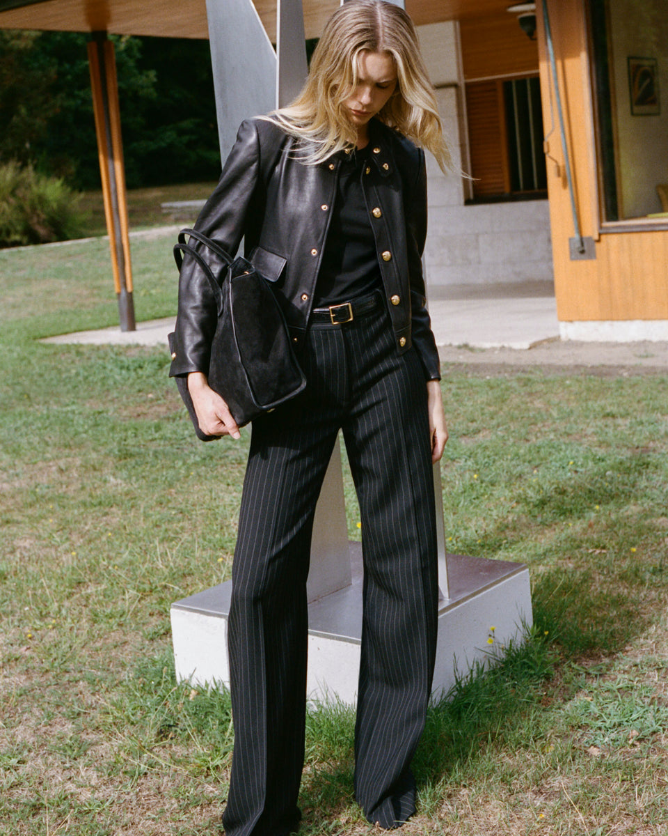 HADLEY LEATHER CROPPED JACKET IN BLACK