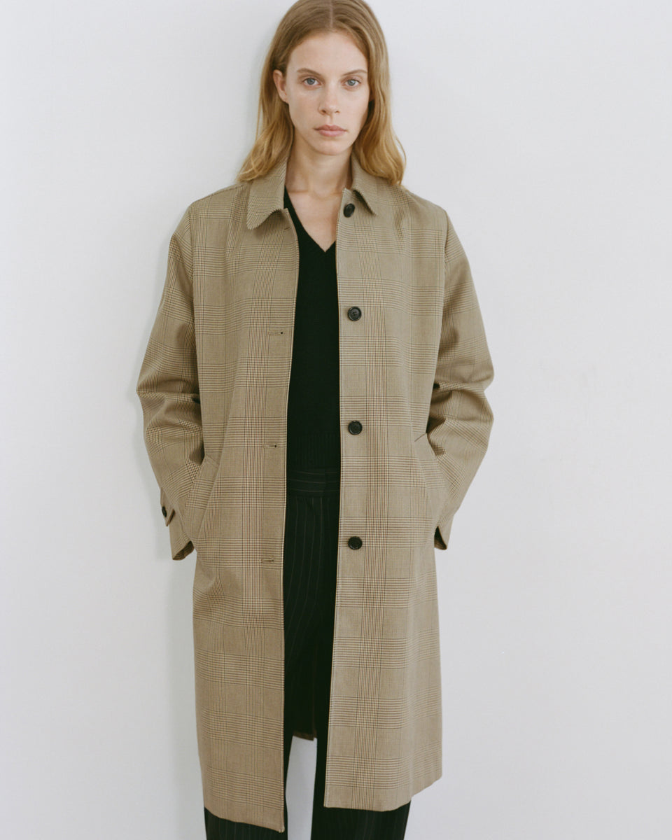 WATSON DUSTER COAT IN BEIGE CHECK