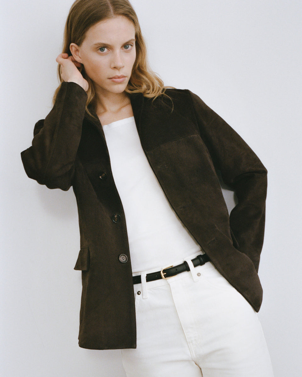 TRISTAN SUEDE JACKET IN ESPRESSO