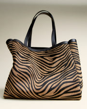 MEDIUM LOREN BAG IN KHAKI/BLACK ZEBRA