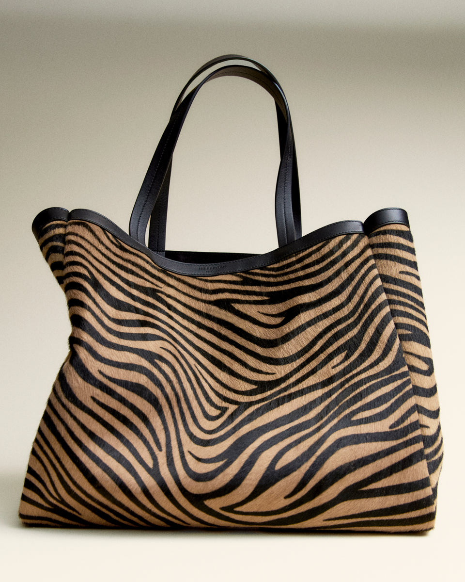 MEDIUM LOREN BAG IN KHAKI/BLACK ZEBRA