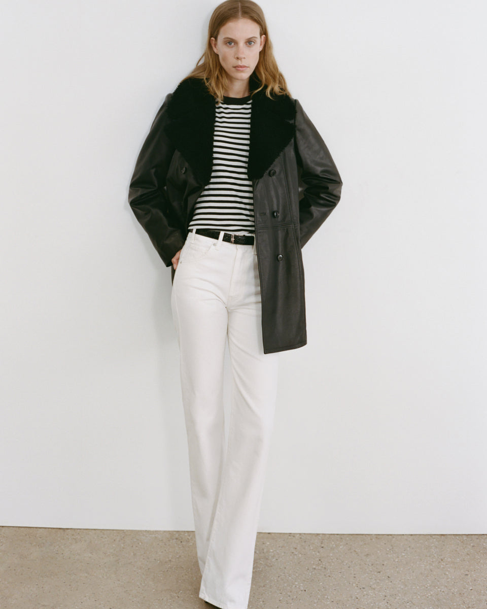 SANURA LEATHER COAT IN BLACK