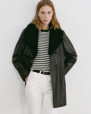 SANURA LEATHER COAT IN BLACK