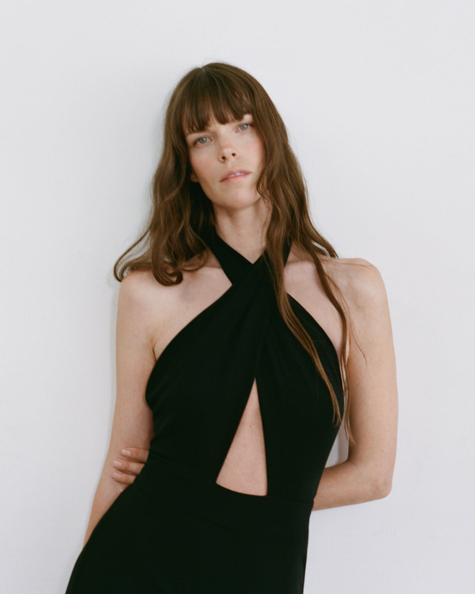 nili lotan halter dress Essy Gown | Women's Halterneck Silk Maxi Dress