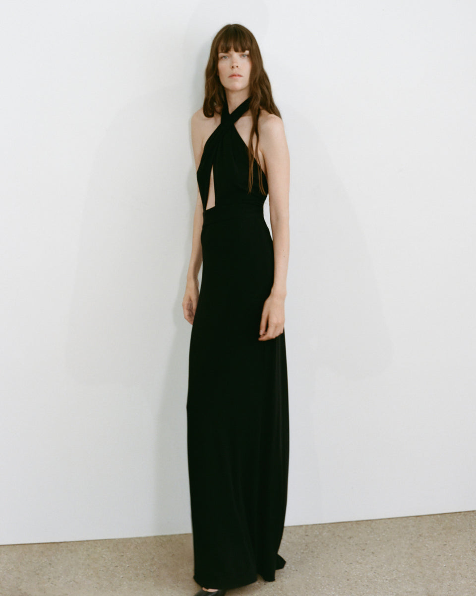 Nili Lotan Women's Lita Halter Column Gown - Black - Size 6 Nili Lotan Women's Lita Halter Column Gown - Black - Size 6