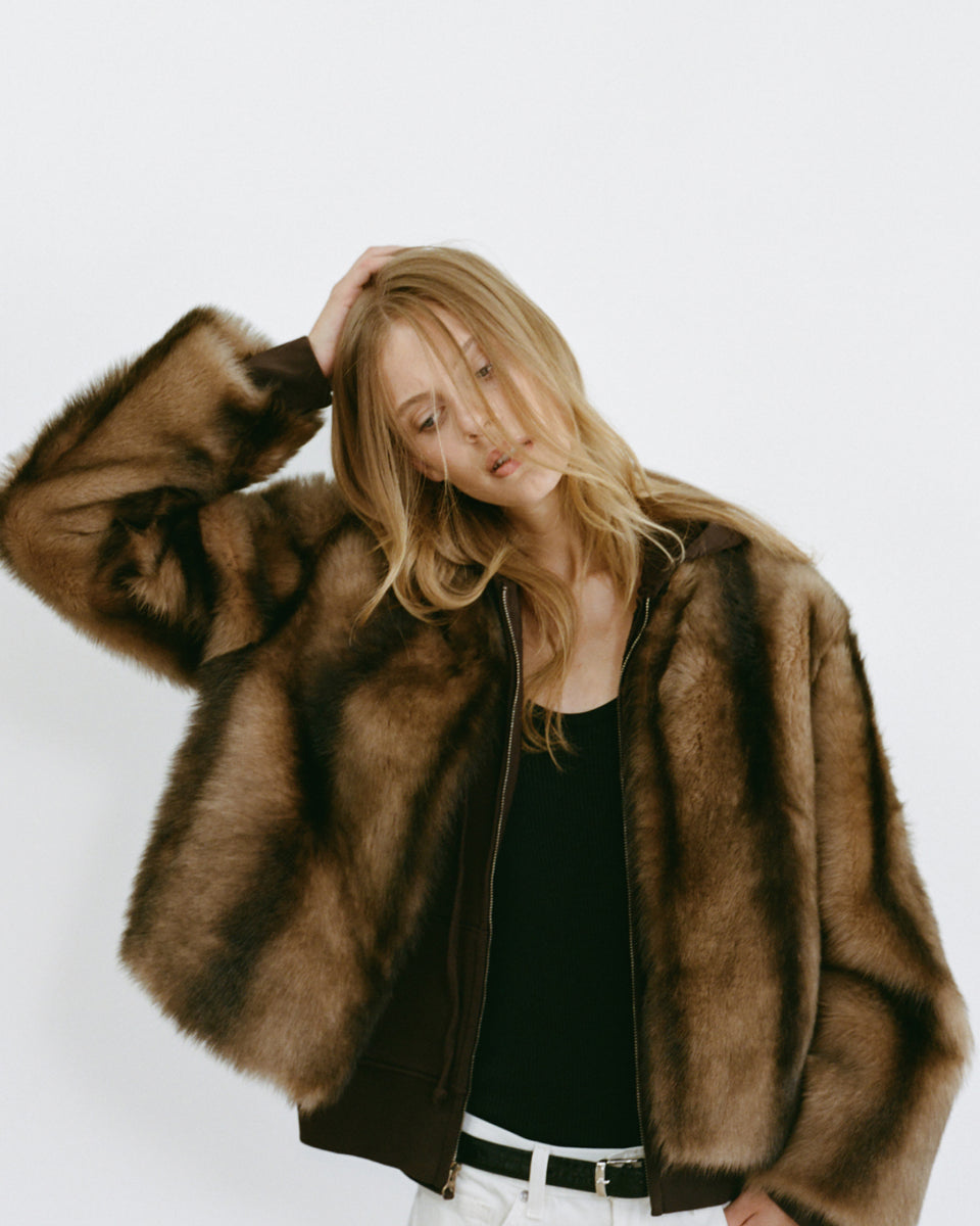 ELAN SHEARLING JACKET IN CAMEL/BROWN