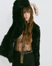 ALLA SILK HALTERNECK TOP IN LUREX LEOPARD