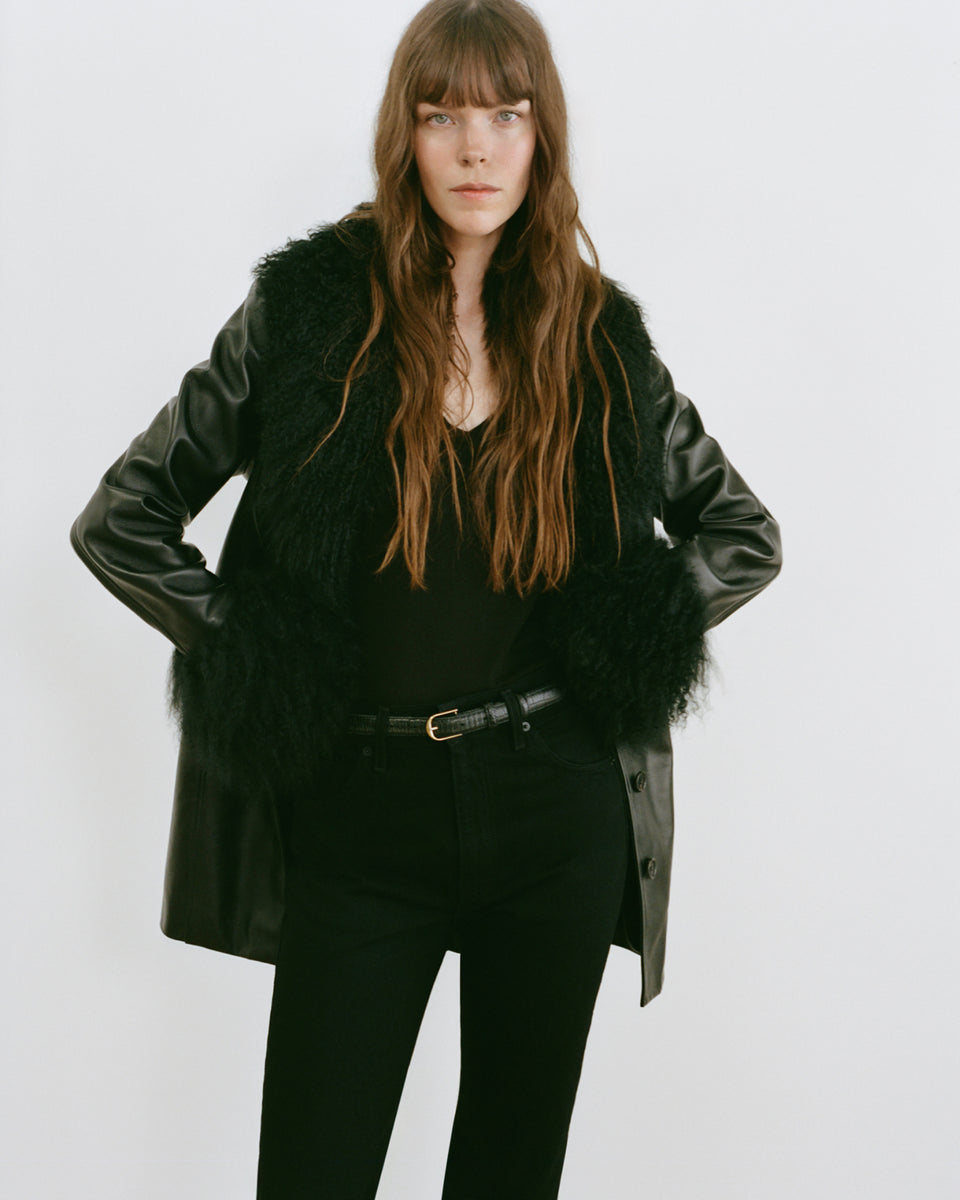 SEFA LEATHER JACKET IN BLACK