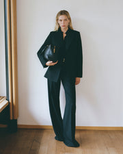 RIVERS WOOL PANT IN BLACK PINSTRIPE