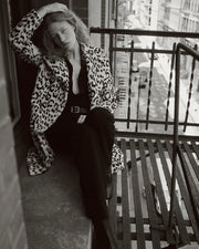 CRYSTAL SHEARLING COAT IN SNOW LEOPARD