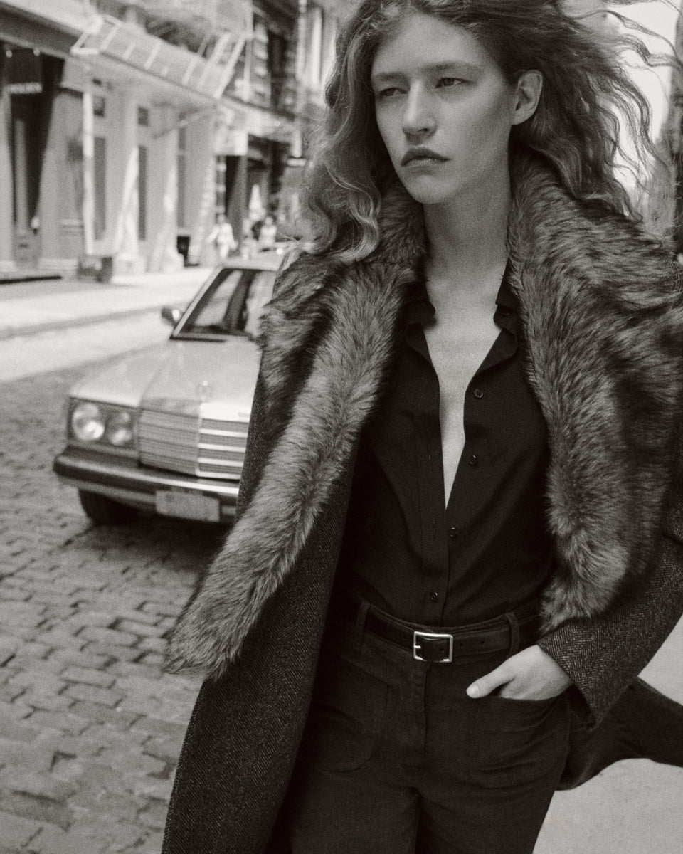 EDINA COAT IN BARK HERRINGBONE