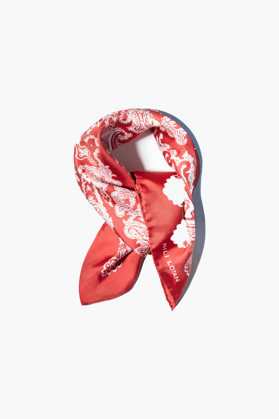 BANDANA SILK TWILL SCARF IN GARNET/ STONE