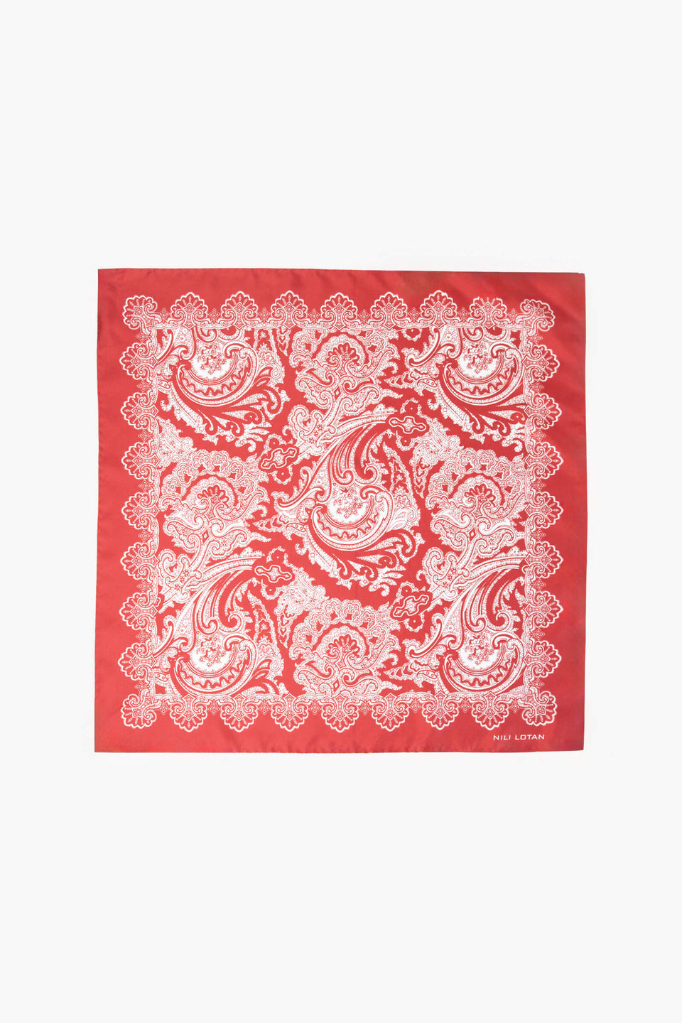 BANDANA SILK TWILL SCARF IN GARNET/ STONE