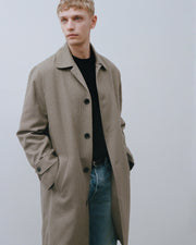 HEDI DUSTER COAT IN BEIGE/BROWN HOUNDSTOOTH