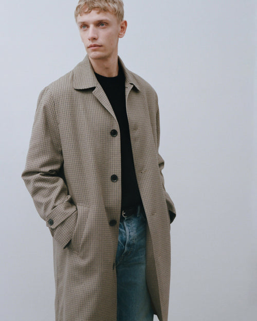 HEDI DUSTER COAT IN BEIGE/BROWN HOUNDSTOOTH