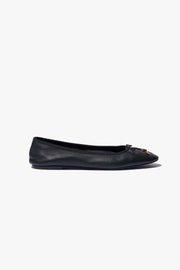 LEATHER BALLET FLAT IN BLACK