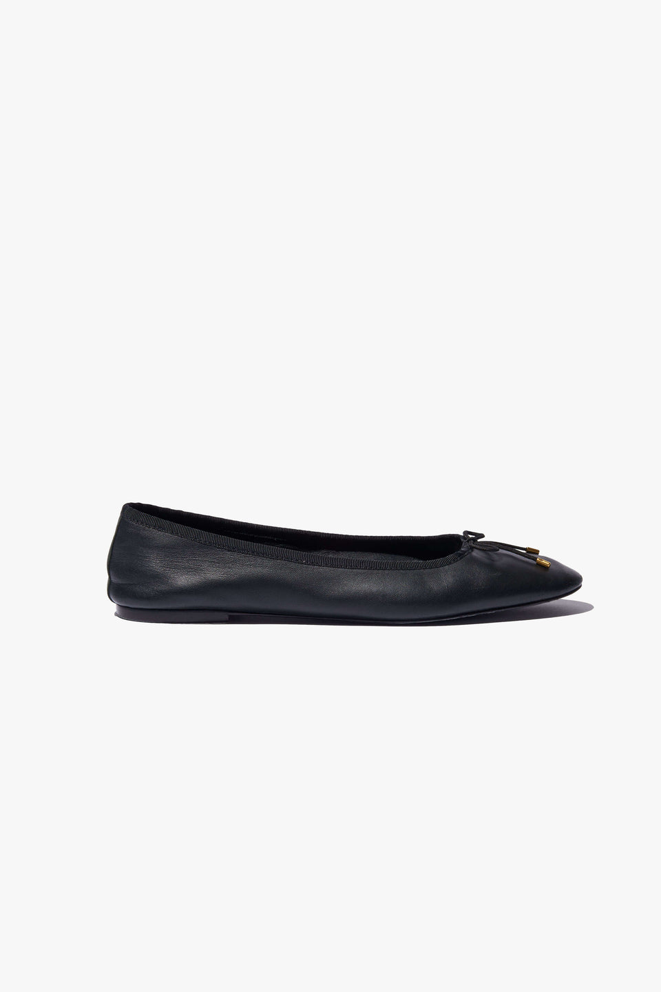 LEATHER BALLET FLAT IN BLACK