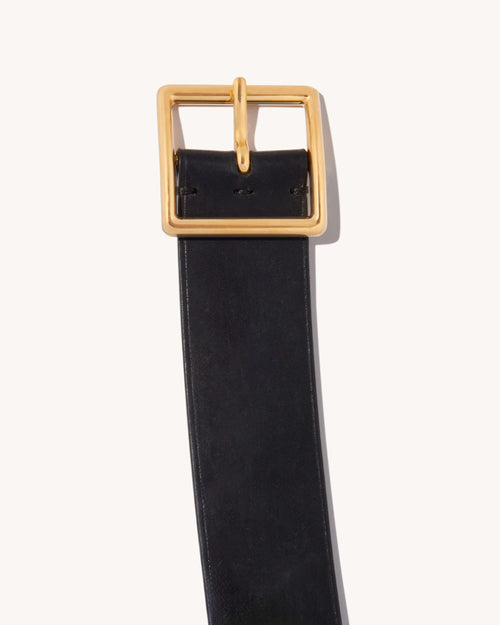 MARCELA BELT IN BLACK W/ANTIQUE BRASS BUCKLE