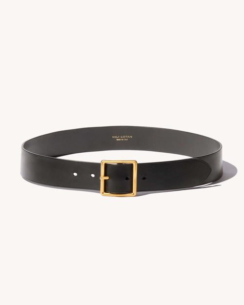 MARCELA BELT IN BLACK W/ANTIQUE BRASS BUCKLE