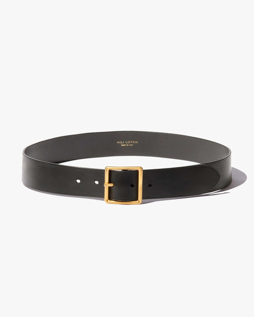 MARCELA BELT IN BLACK W/ANTIQUE BRASS BUCKLE