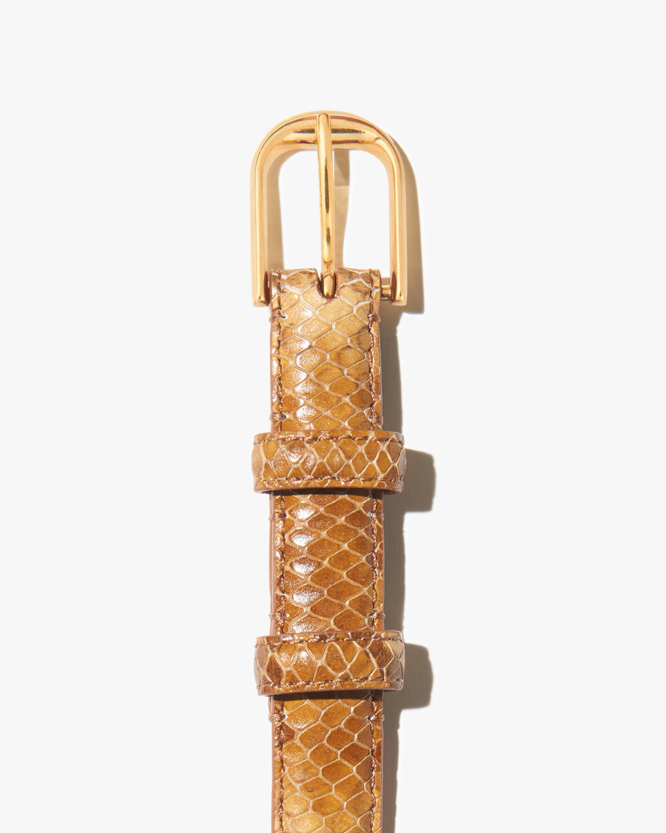 JANE BELT IN CAMEL SNAKESKIN W/ ANTIQUE GOLD