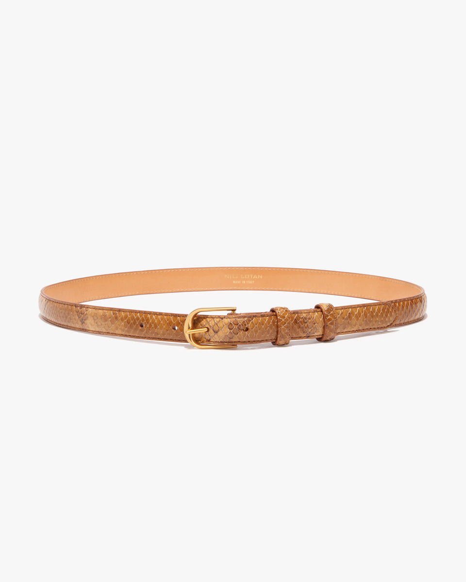 JANE BELT IN CAMEL SNAKESKIN W/ ANTIQUE GOLD