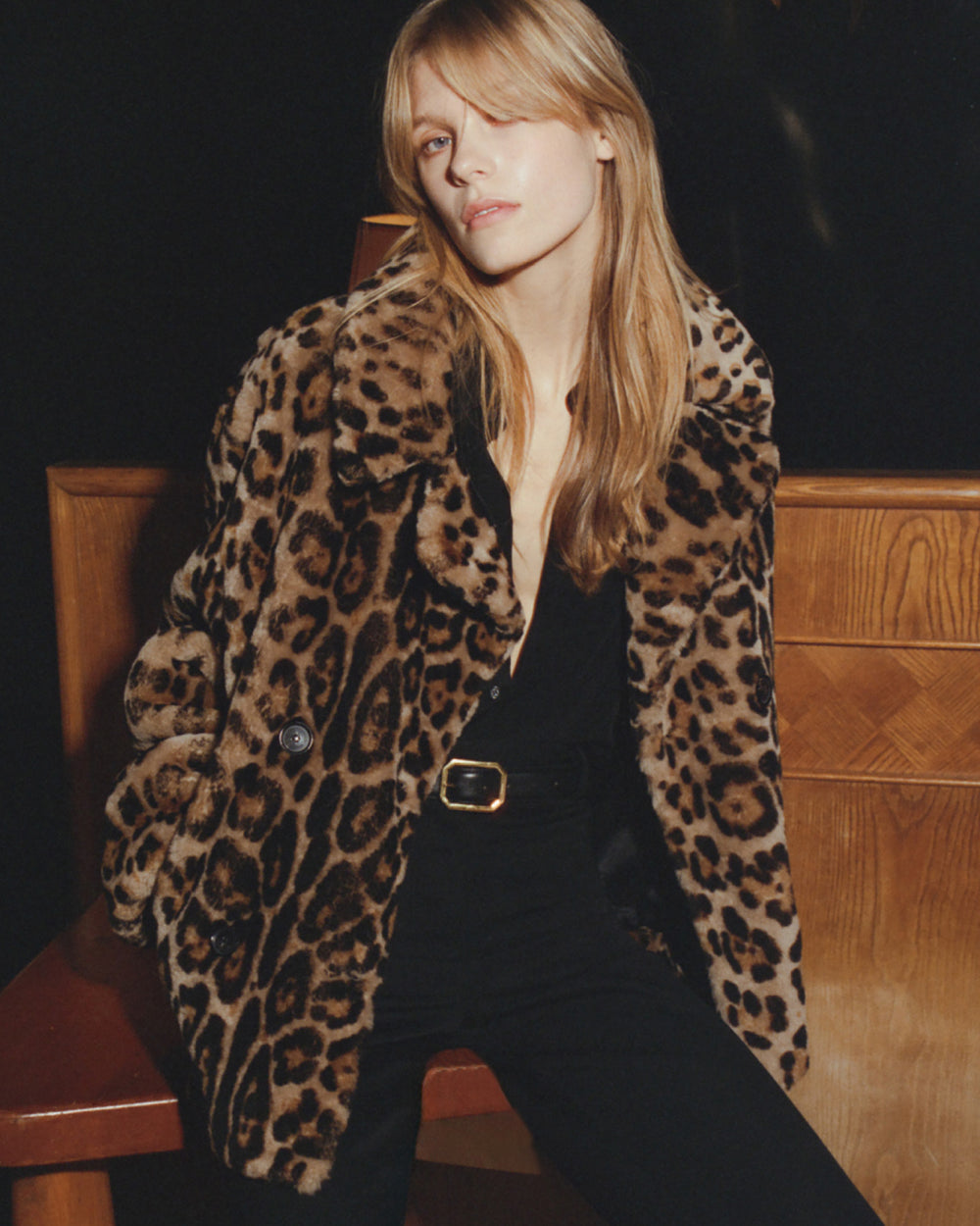 CLEOPHEE SHEARLING COAT IN LEOPARD PRINT