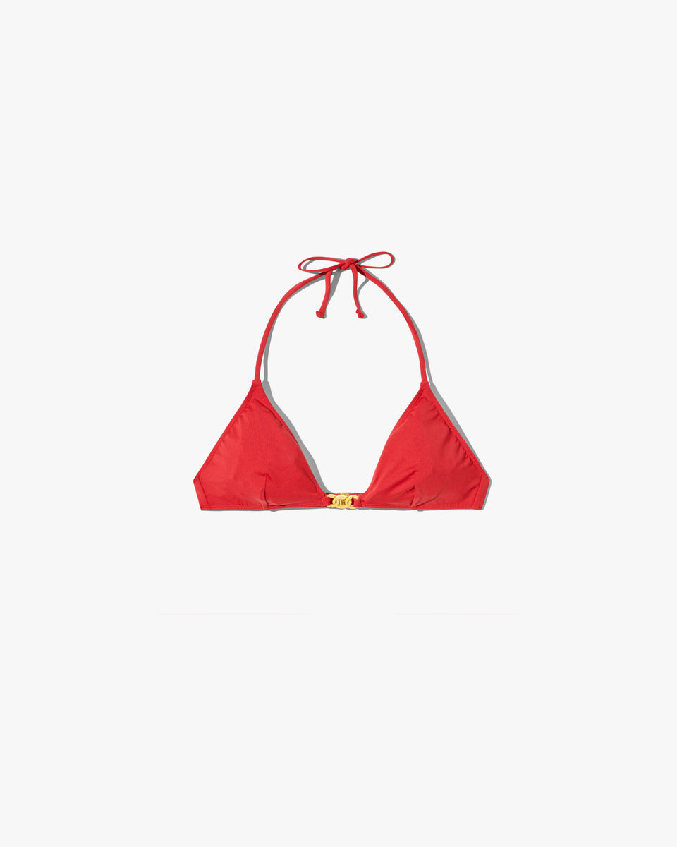 TRIANGLE HARDWARE BIKINI TOP IN RED