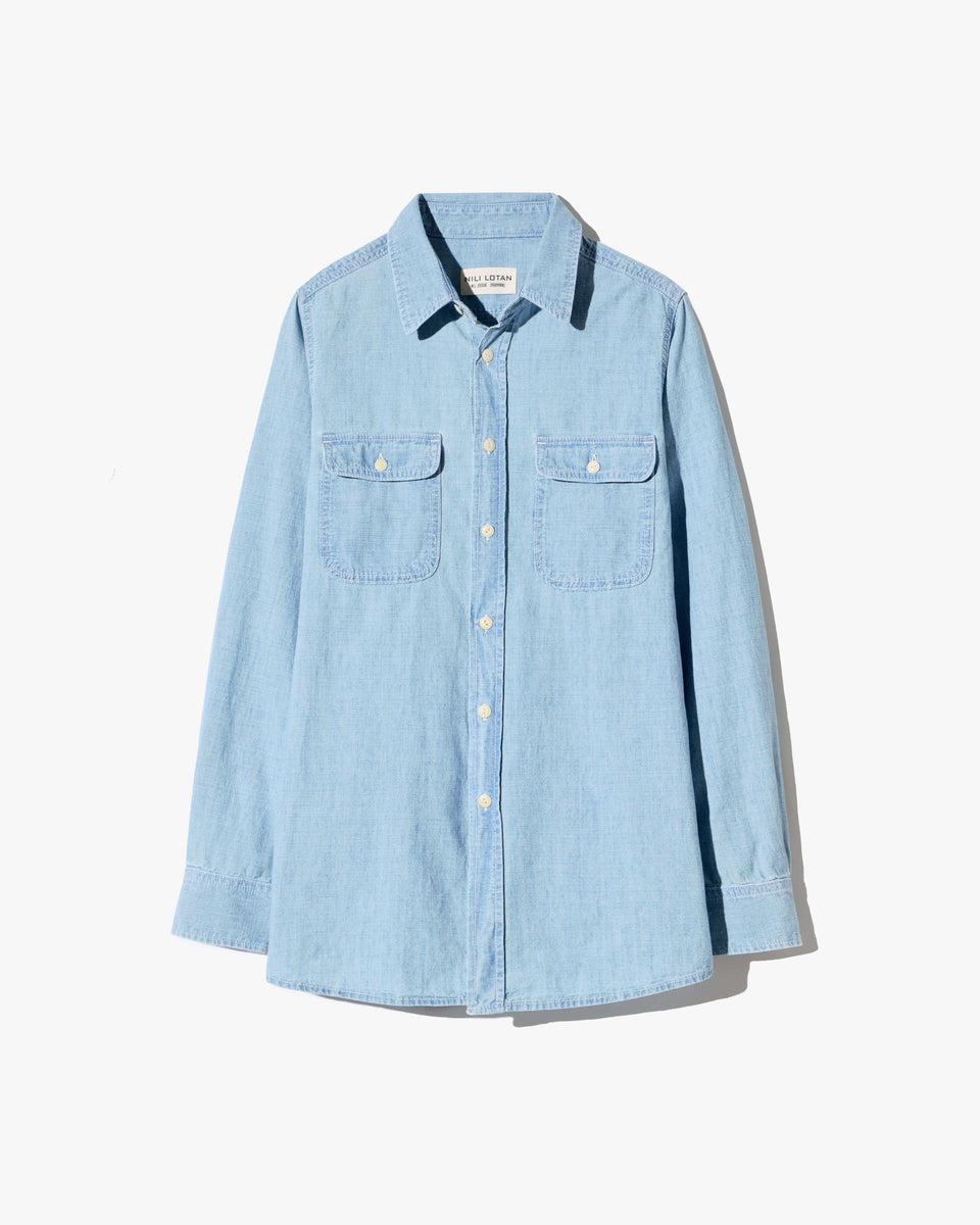 DAVINA DENIM SHIRT IN INDIGO CHAMBRAY WASH