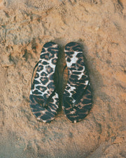 NL X TKEES LEATHER FLIP FLOP IN VINTAGE LEOPARD PRINT