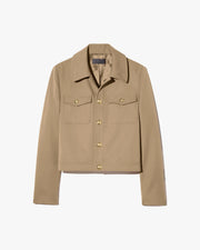 EDNA CROPPED WOOL JACKET IN BRITISH KHAKI