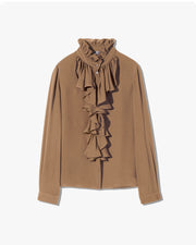 LILY SILK BLOUSE IN COGNAC