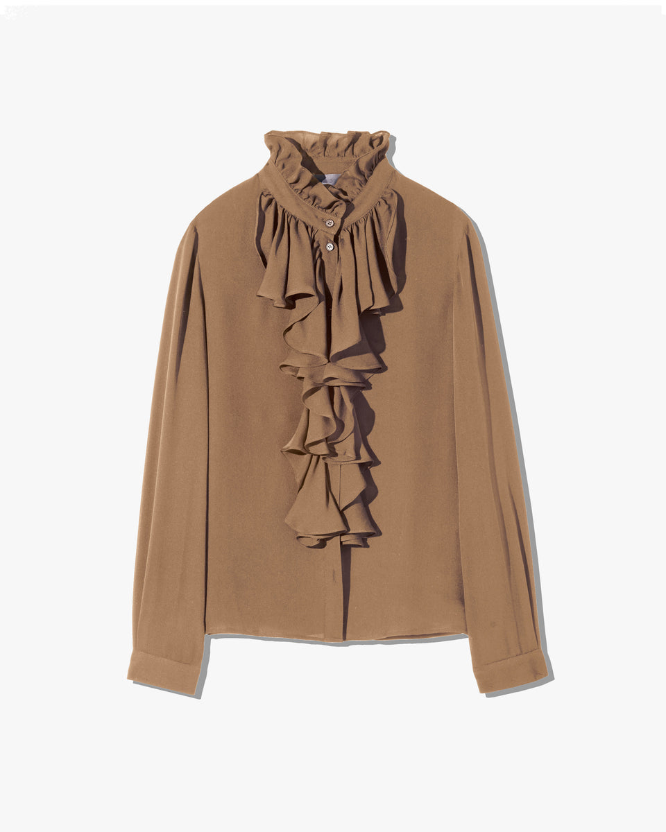 LILY SILK BLOUSE IN COGNAC