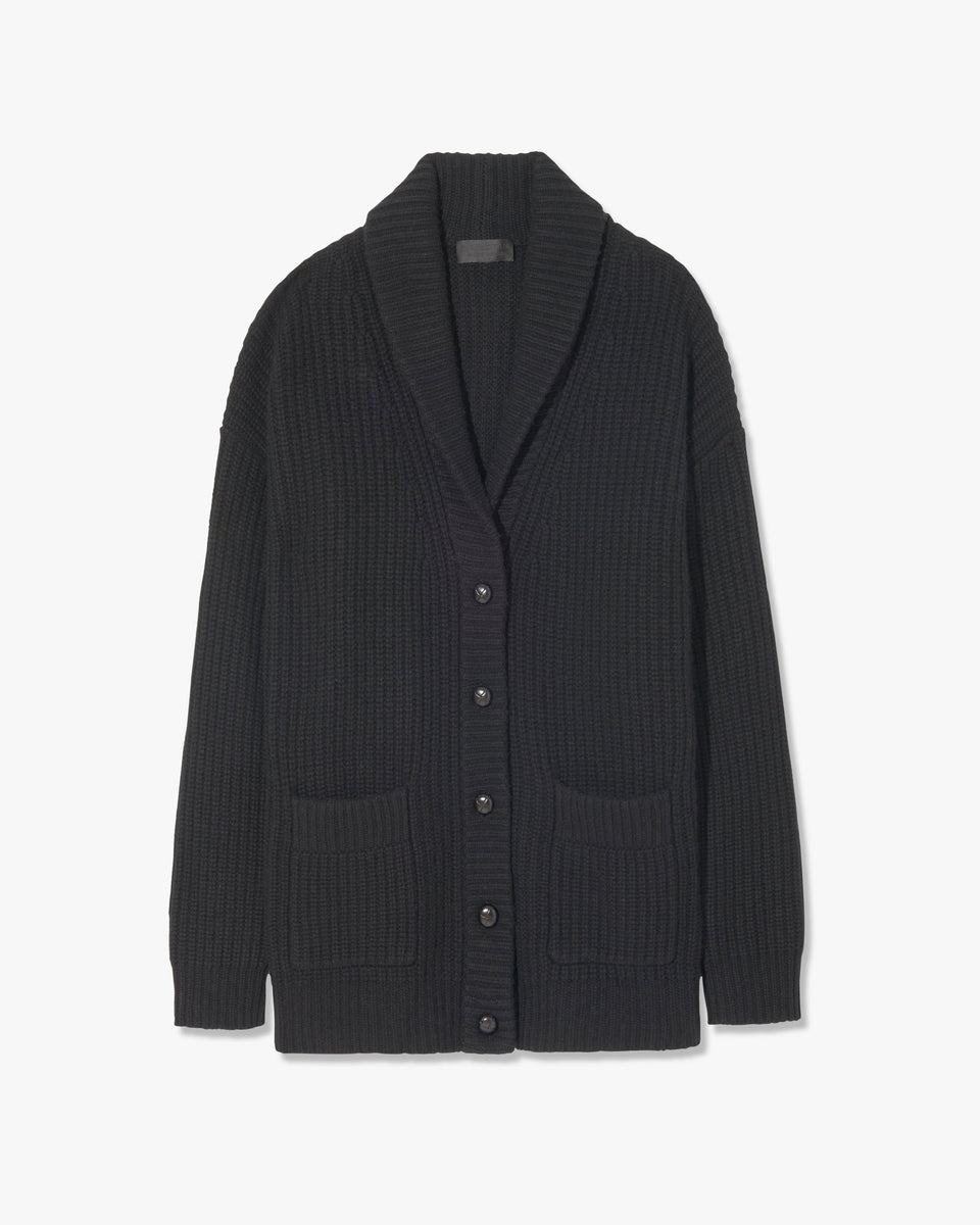 SOMAC CASHMERE CARDIGAN IN BLACK