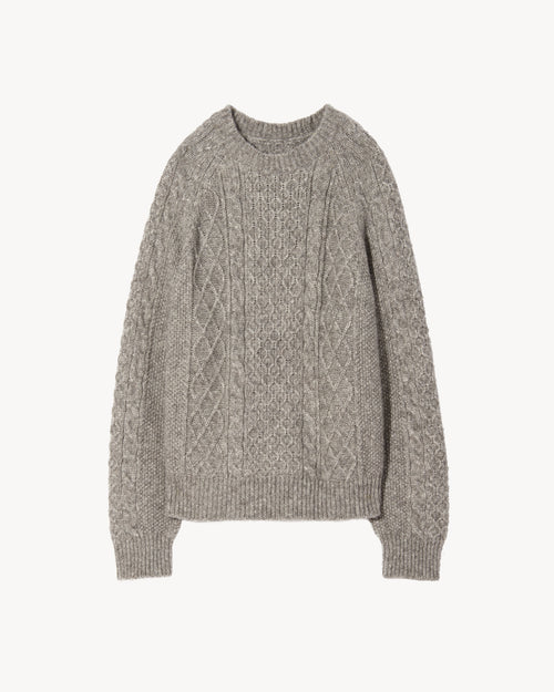 CARRAN SWEATER IN GREY MELANGE